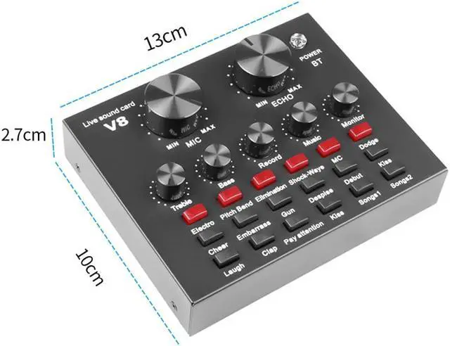 Alt view image 6 of 6 - V8 USB Audio Sound Card 5.0 Headset Microphone Webcast Live Sound Card 18 Sound Effects 6 Modes Sound Card For Phone Computer