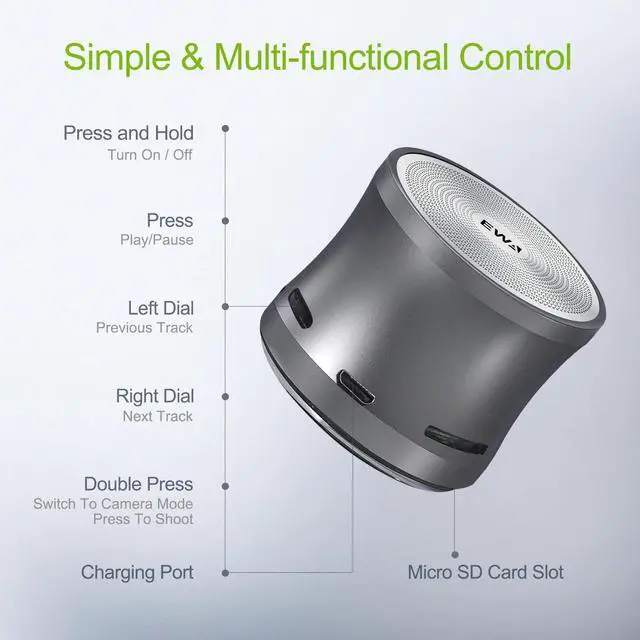 Alt view image 4 of 6 - EWA A109Mini Wireless Bluetooth Speaker Big Sound & Bass for Phone/Laptop/Pad Support MicroSD Card Portable Loud Speakers 5.0