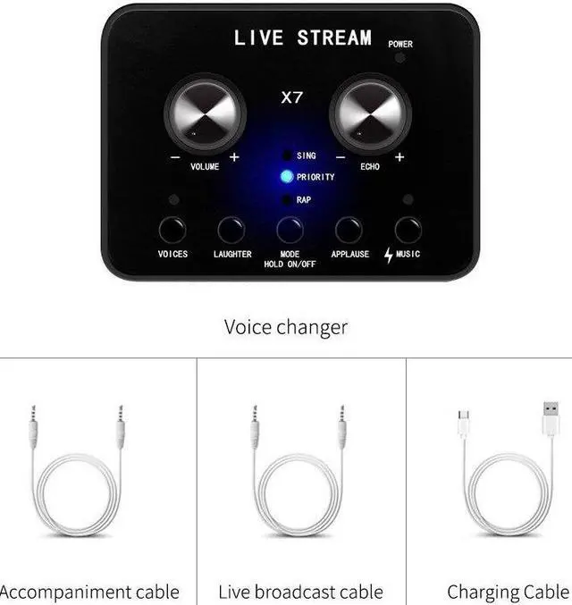 Alt view image 6 of 6 - X7 Sound Card Voice Changer Mobile Phone And Computer Compatible With External Electronic Voice Call Microphone Live Sound Card