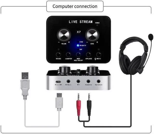 Alt view image 5 of 6 - X7 Sound Card Voice Changer Mobile Phone And Computer Compatible With External Electronic Voice Call Microphone Live Sound Card