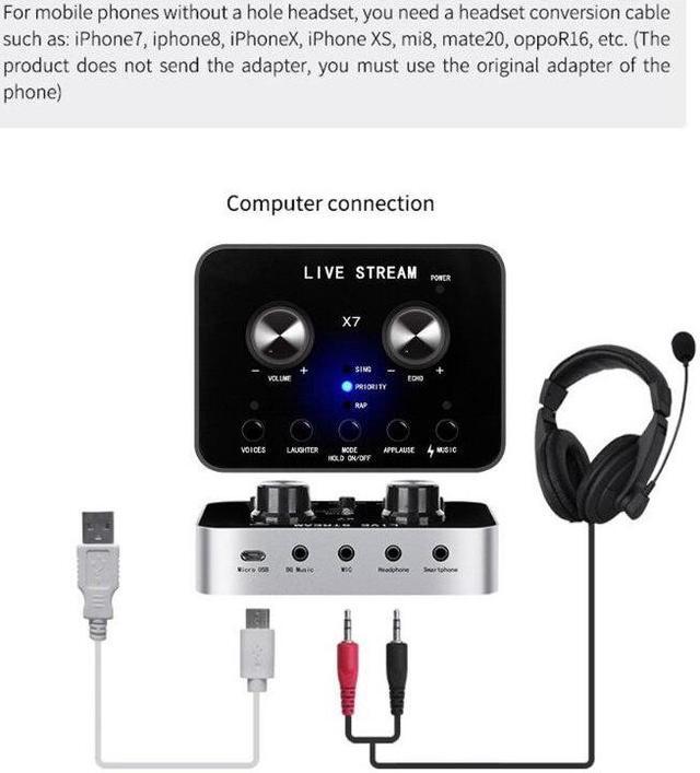 Alt view image 2 of 6 - External Sound Card Headset Microphone Smartphone Webcast Personal Entertainment Live Broadcast Voice Changer for Mobile