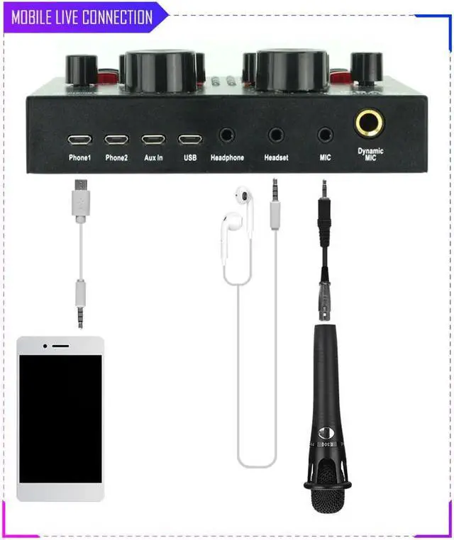 Alt view image 4 of 6 - Computer Phone Live Sound Card Multiple Effects Mixer Board Wireless Broadcast Streaming Compact Voice Changer