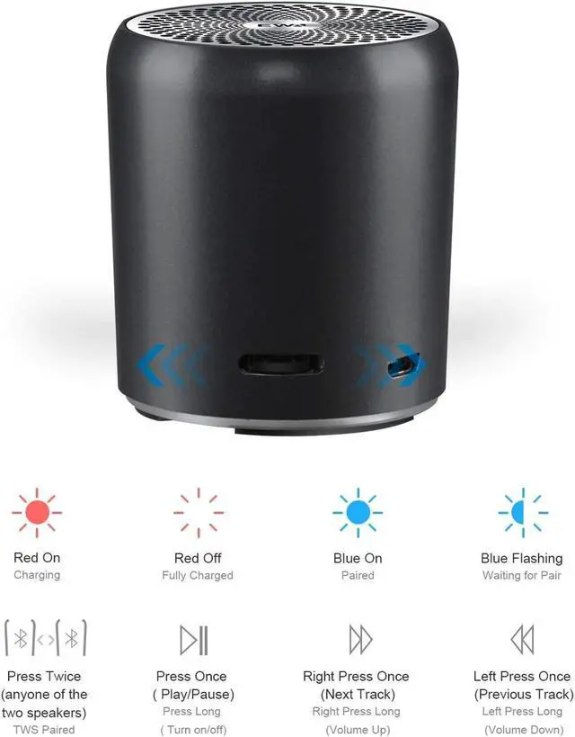 Alt view image 2 of 6 - EWA A107S Portable Wireless Bluetooth Speaker TWS Pairing Heavy Bass Boom Box Mini Subwoofer Bluetooth Shower Speaker TF Card