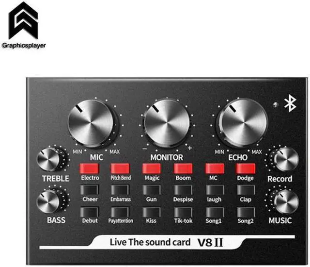 Alt view image 2 of 6 - Live Sound Card External USB Sound Card for Webcast Entertainment Video for Pc/android/os V82 Interface Type Channels