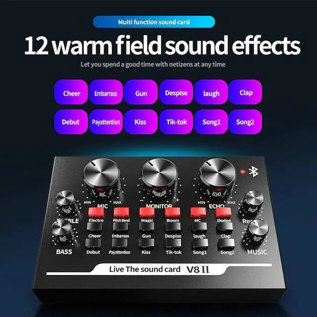 Alt view image 4 of 6 - Live Sound Card External USB Sound Card for Webcast Entertainment Video for Pc/android/os V82 Interface Type Channels