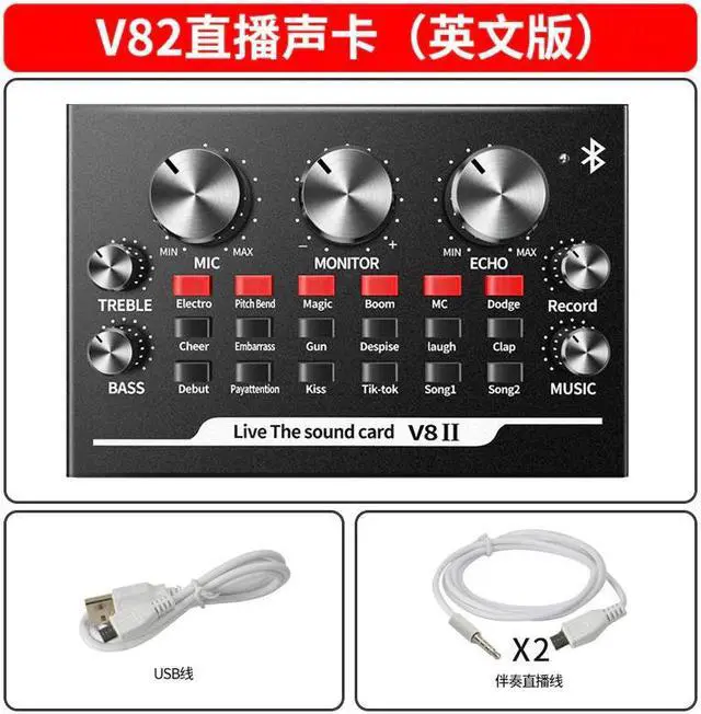 Alt view image 6 of 6 - Live Sound Card External USB Sound Card for Webcast Entertainment Video for Pc/android/os V82 Interface Type Channels