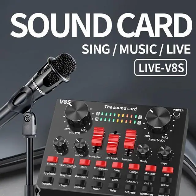 Alt view image 3 of 6 - Portable Bluetooth-compatible Voice Changer Sound Card w/16 Sound Effects Multi-Application Audio Mixer Rechargeable