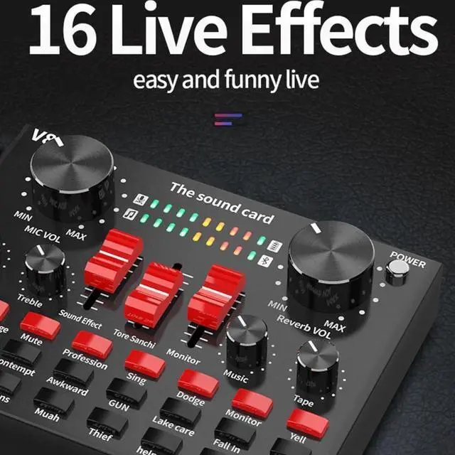 Alt view image 2 of 6 - Portable Bluetooth-compatible Voice Changer Sound Card w/16 Sound Effects Multi-Application Audio Mixer Rechargeable
