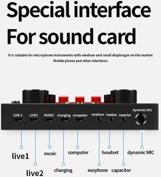 Alt view image 6 of 6 - Portable Bluetooth-compatible Voice Changer Sound Card w/16 Sound Effects Multi-Application Audio Mixer Rechargeable