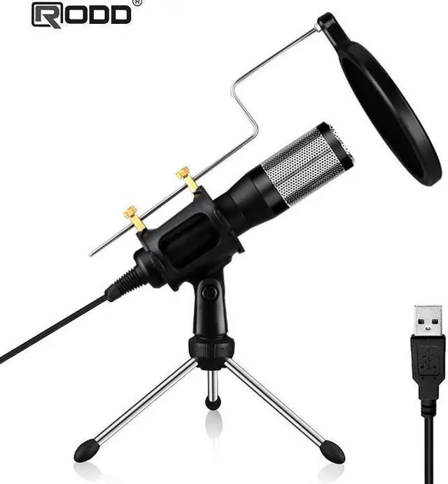 Main image of USB Condenser Recording Metal Microphone For Laptop Studio Recording Vocals Voice Over sound card live broadcasting equipment
