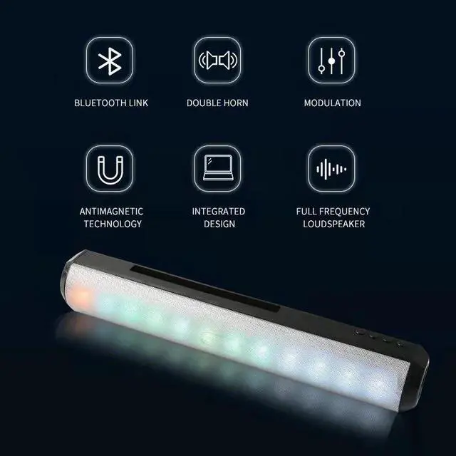 Alt view image 6 of 6 - Bluetooth Speaker Sense Of Rhythm Colorful Lights Sound Blaster Computer Speakers Dual Speakers Desktop Audio Subwoofer Card