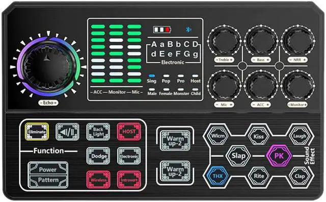 Main image of P5 External Live Sound Card Voice Changer DJ Mixer Live Sound Board for IPhone PC, Bluetooth Mixer with Sound Effects
