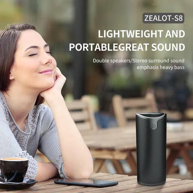 Alt view image 2 of 6 - ZEALOT S8 Wireless Bluetooth Speakers Outdoor Column HIFI Stereo Subwoofer Music Box Portable high-power Speaker Support TF card