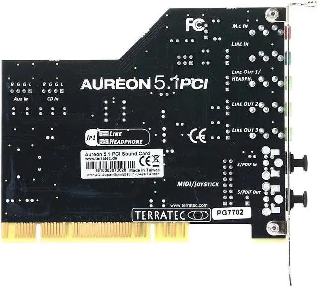 Alt view image 4 of 4 - High Quality Sound Card Terratec AUREON 5.1 SUN PCI built in Sound Card Fiber Input and Output and Microphone input