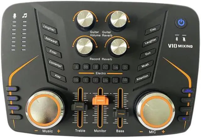 Main image of V10 Sound Card, Live Sound Card Microphone Audio Interface for Microphone and Karaoke for Microphone Podcast Mixer