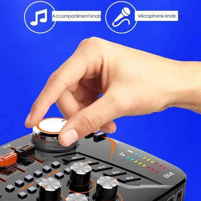 Alt view image 3 of 6 - V10 Sound Card, Live Sound Card Microphone Audio Interface for Microphone and Karaoke for Microphone Podcast Mixer