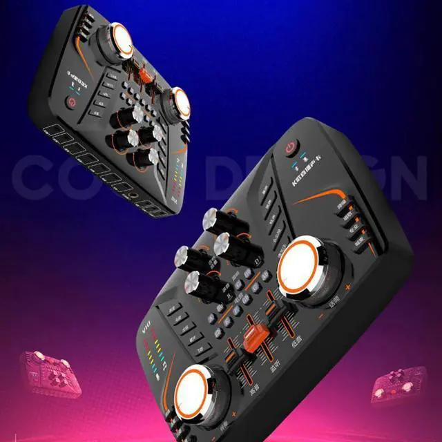 Alt view image 4 of 6 - V10 Sound Card, Live Sound Card Microphone Audio Interface for Microphone and Karaoke for Microphone Podcast Mixer