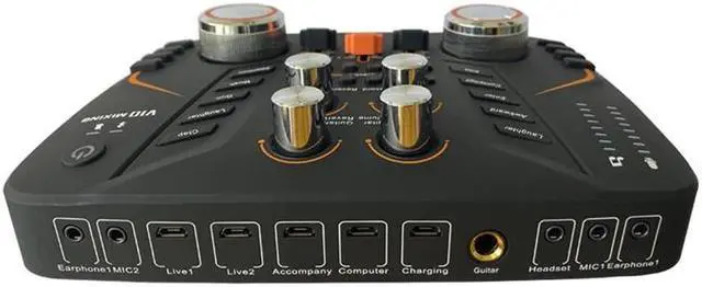 Alt view image 2 of 6 - V10 Sound Card, Live Sound Card Microphone Audio Interface for Microphone and Karaoke for Microphone Podcast Mixer