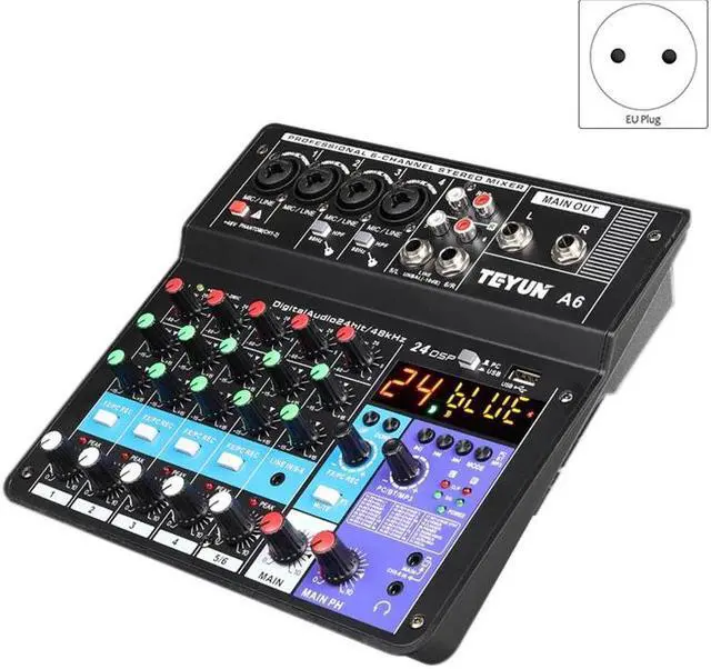 Alt view image 2 of 6 - Professional Sound Card 6-Channel Mixer Outdoor Conference Audio USB Bluetooth Reverb Audio for Microphone Live