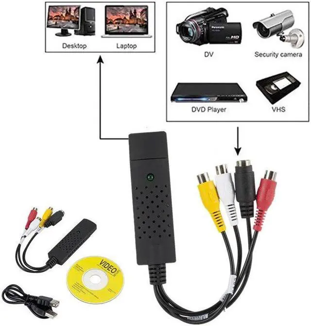 Alt view image 3 of 6 - USB 2.0 Video Capture Grabber Card adapter Chipset UTVF 007 TV DVD VHS Audio Capture S-video USB Converter for windows10