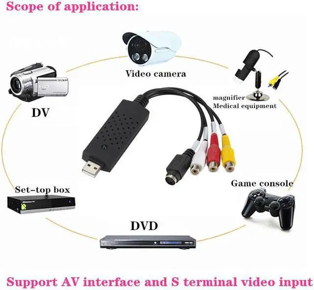 Alt view image 3 of 6 - USB 2.0 Video Capture Card Easy Cap Video Audio Converter TV DVD VHS Audio Capture Adapter Card TV Video DVR Support Win7/8/XP