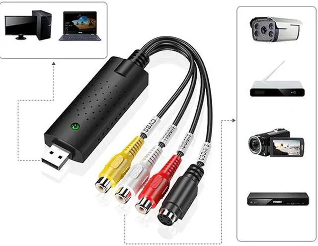Alt view image 4 of 4 - DATA FROG Video Adapter with Audio TV DVD VHS Audio Capture Card VHS Record Card Cable Adapter Converter Support Win 7/8/10