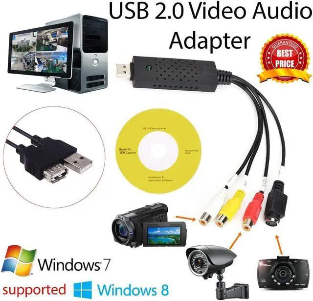 Alt view image 2 of 3 - USB 2.0 Video Capture Grabber Card adapter Chipset TV DVD VHS Audio Capture S- video USB Converter support Win7