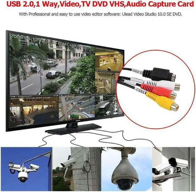 Alt view image 6 of 6 - Capture Card USB To RCA Cable Adapter Audio Video Analog To Digital Converter Record for TV DVR VHS To DVD Recorder Box Player