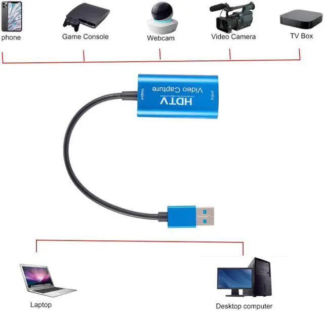 Alt view image 2 of 6 - 4K HDMI-Compatible Video Capture Card USB 3.0 1080P Game Capture Card Grabber Record Box for Live Streaming for PS4 HD Camera