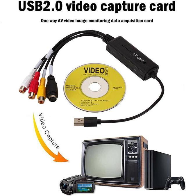 USB Audio Video Converter, RCA to USB Converter Adapter, Video Capture Card  VHS/Mini DV/VCR/Hi8/DVD to Digital Converter for PC TV Tape Player
