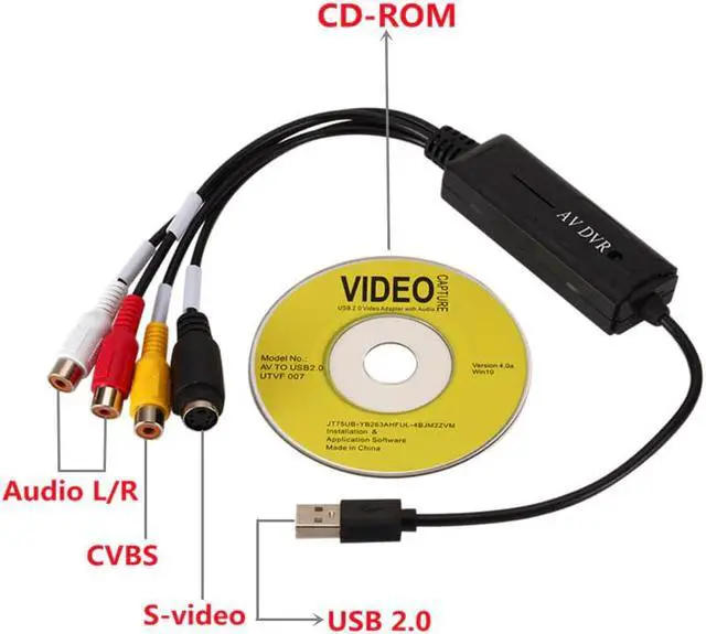 Alt view image 3 of 5 - Video Capture Card USB 2.0 Easy Video Capture 4 Channel Video TV DVD VHS Audio Capture Adapter Card TV Video DVR