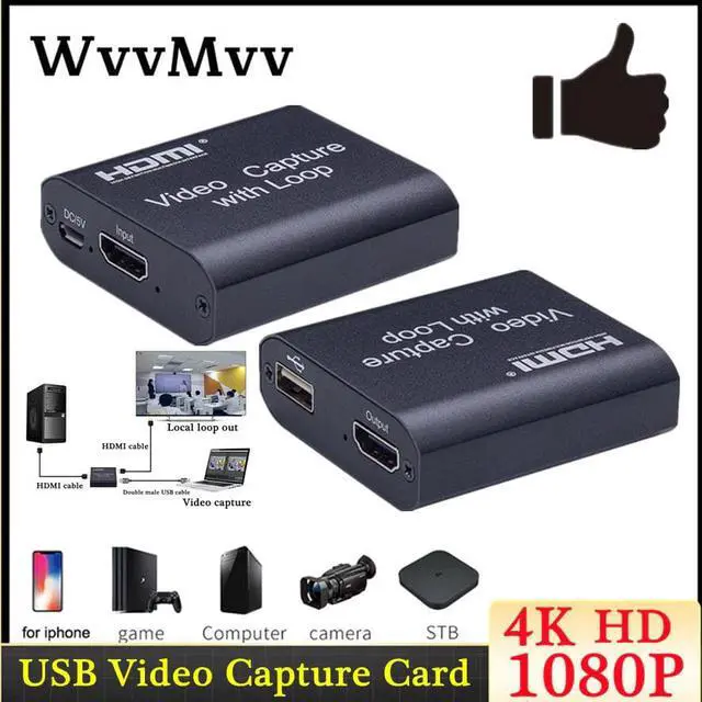 Main image of USB Video Capture Card HDMI-compatible To USB 2.0 HD 4K 1080P Video Recording Box For PS4 XBOX Phone Game Capture Broadcast TV