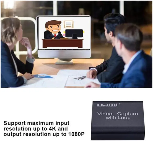 Alt view image 5 of 5 - USB Video Capture Card HDMI-compatible To USB 2.0 HD 4K 1080P Video Recording Box For PS4 XBOX Phone Game Capture Broadcast TV
