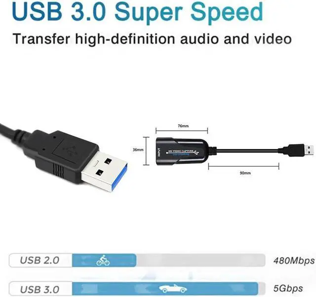 Alt view image 4 of 6 - WVVMVV USB 3.0 HDMI-compatible Video Capture Device HD USB Video Capture Card Grabber Recorder for PS4 DVD Camera Live Stream