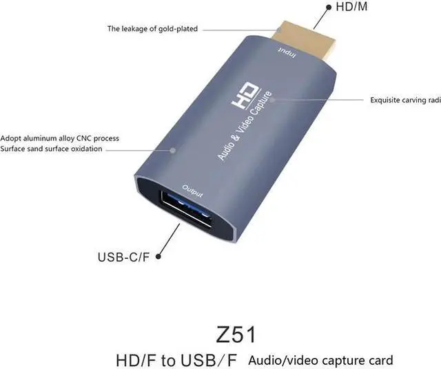 Alt view image 4 of 6 - Video Capture Card HDMI-Compatible to USB 4K/60HZ Audio Video Grabber Record Box for PS5 Laptop Camera