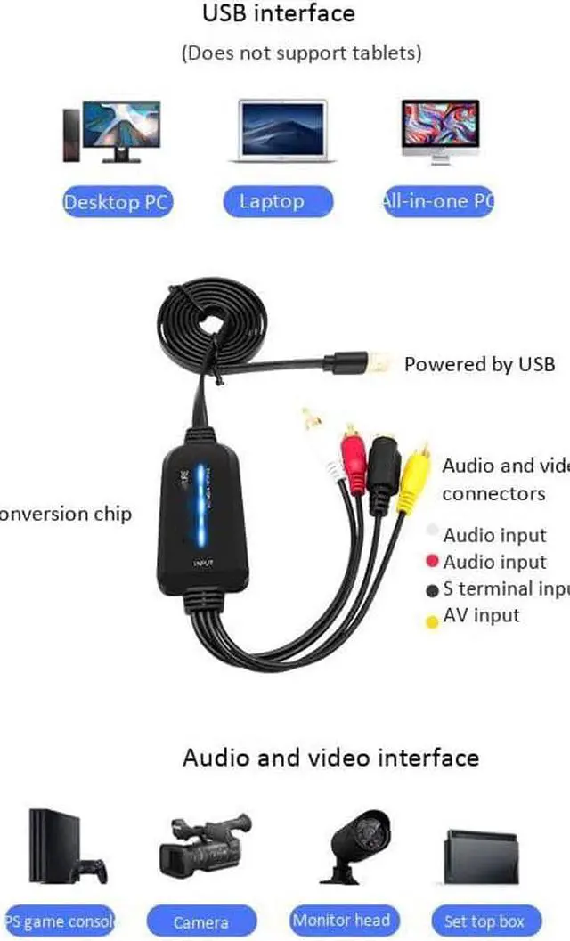Alt view image 2 of 6 - USB 2.0 Video Capture Card Single Channel USB Capture Card AV Capture Device Drive-Free Digital Converter