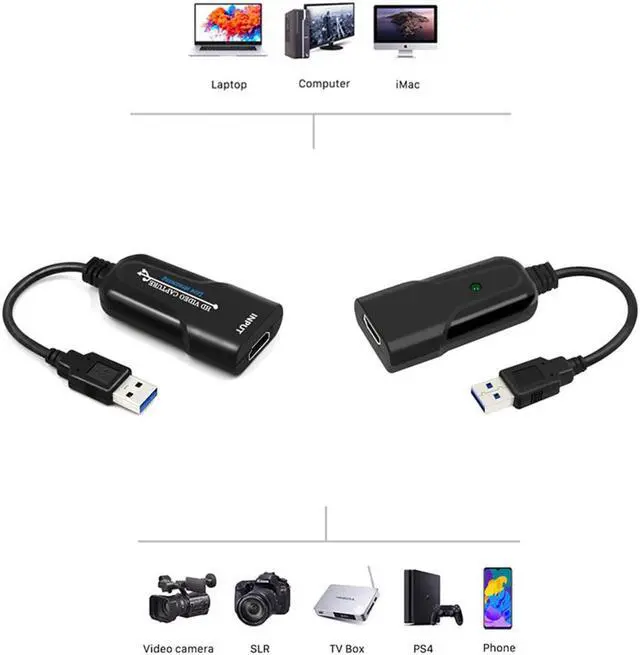 Alt view image 3 of 6 - Portable USB 3.0 2.0 Game Capture Card 1080P HDMI-compatible video Reliable streaming Adapter For Live Broadcasts Video Record