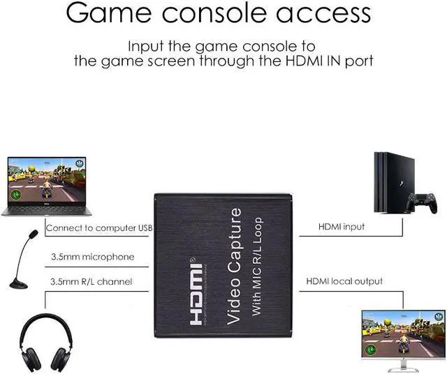 Alt view image 6 of 6 - Loop Out 4K HDMI-compatible To 2.0 Graphics Capture Card Video Recording Box for PC Live Stream Video Recorder Mic In Audio Out