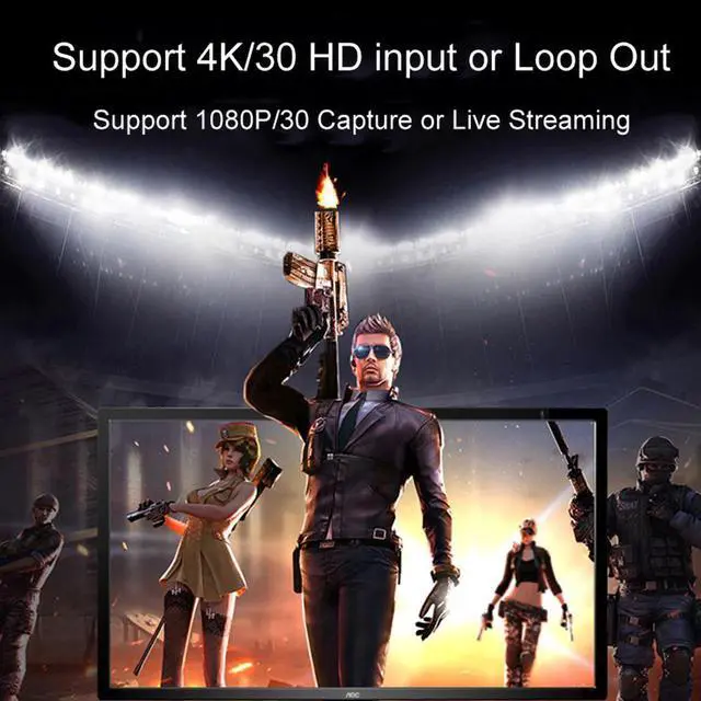 Alt view image 5 of 6 - Loop Out 4K HDMI-compatible To 2.0 Graphics Capture Card Video Recording Box for PC Live Stream Video Recorder Mic In Audio Out