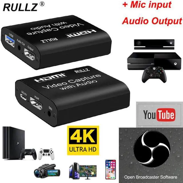 Main image of 4K HDMI Video Capture Card 3.5mm Audio Output Mic In Loop Game Recording Box 1080P USB 2.0 3.0 PC Live Streaming Broadcast Plate