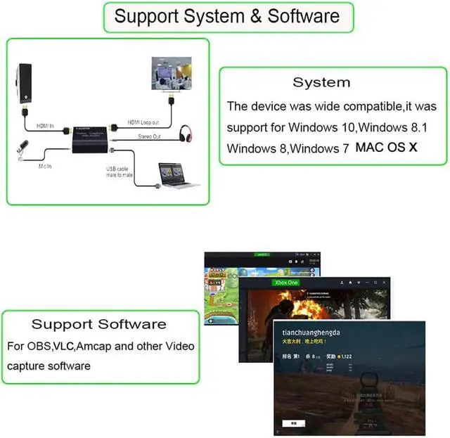 Alt view image 2 of 5 - 4K 1080P HDMI To USB Video Capture Card Loop Audio Out Mic IN Game Recording Box PC Live Streaming Broadcast Plate