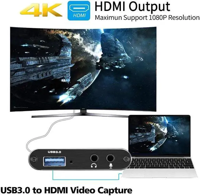 Alt view image 6 of 6 - 4K Video Capture Card USB 3.0 1080P Game Grabber USB 2.0 Capture Card for Youtube OBS Live Streaming Plate Broadcast