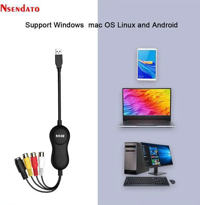 Alt view image 6 of 6 - EZCAP 159 USB 2.0 Audio Video Grabber Capture Card Converter Analog Video to Digital Format VHS Camcorder For Windows 10 MAC OS
