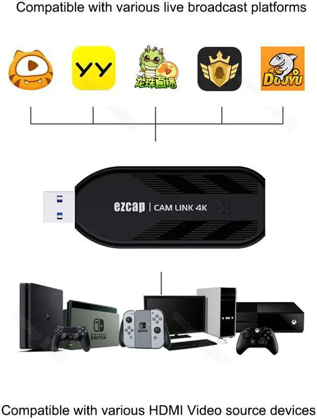 Alt view image 6 of 6 - ezcap331 HDMI Video Capture Card PC Live Broadcast Record Via DSLR, Camcorder, Action Cam, camera 1080p 120hz 4K@30FPS USB 3.0