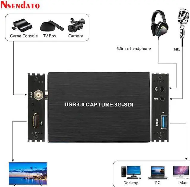 Main image of USB3.0 60FPS 1080P SDI HD Video Capture Box HD Grabber Dongle Game Streaming Live Stream Broadcast for OBS Camera TV Box PC