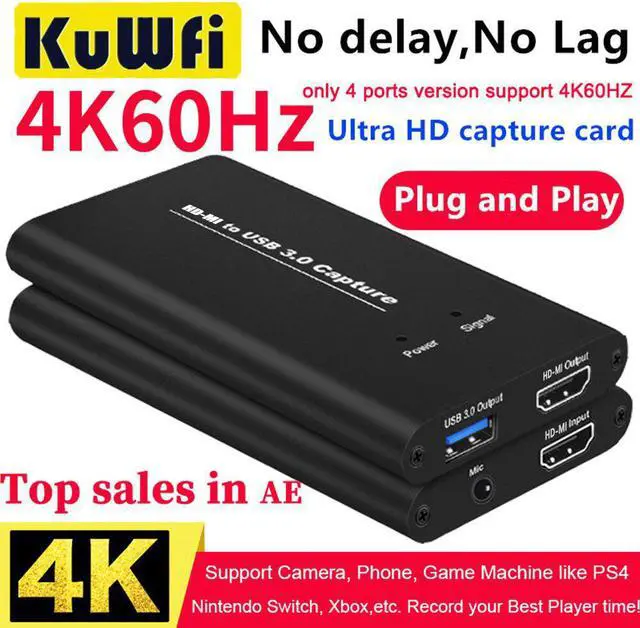 Alt view image 2 of 6 - USB 3.0 HDMI Video Capture 4K 60Hz HDMI to USB Video Capture Card Dongle Game Streaming Live Broadcast with MIC Input