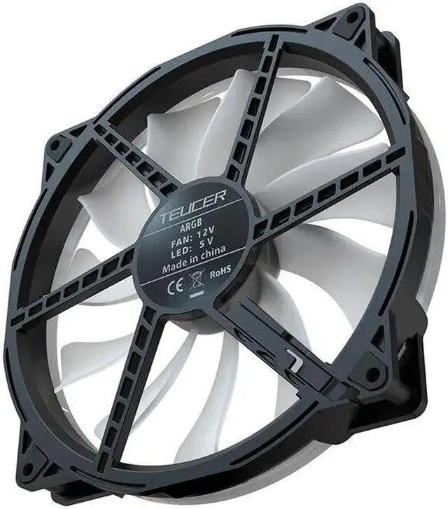 Alt view image 3 of 6 - TEUCER FD200 200mm ARGB Computer Case Fan 5V 3PIN LED Cooling Fans Desktop PC Case Accessories
