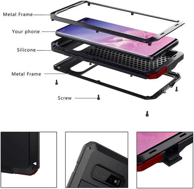 Alt view image 3 of 5 - For Samsung Galaxy S10 Case Luxury Doom Armor Dirt Shock Metal Phone Cases For Samsung Galaxy S10 Case(Black)