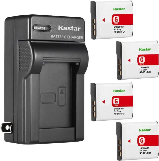 Kastar 4-Pack NP-BG1 Battery and AC Wall Charger Replacement for