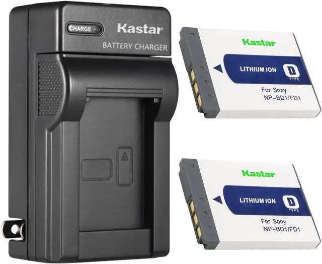 Main image of Kastar 2-Pack Battery and AC Wall Charger Replacement for Sony NP-BD1 Battery, Sony BC-CSD BC-CS3 Charger, Sony Cyber-shot DSC-T75, Cyber-shot DSC-T77, Cyber-shot DSC-T90, Cyber-shot DSC-T200 Cameras